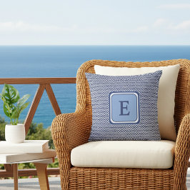 Navy Geometric Chevron Monogram Design Kudde