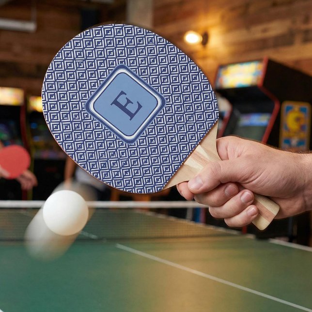 Navy Geometric Chevron Monogram Design Pingisracket (Skapare uppladdad)