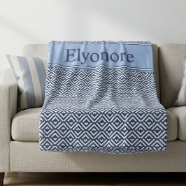 Navy Geometric Chevron Name Design Fleecefilt