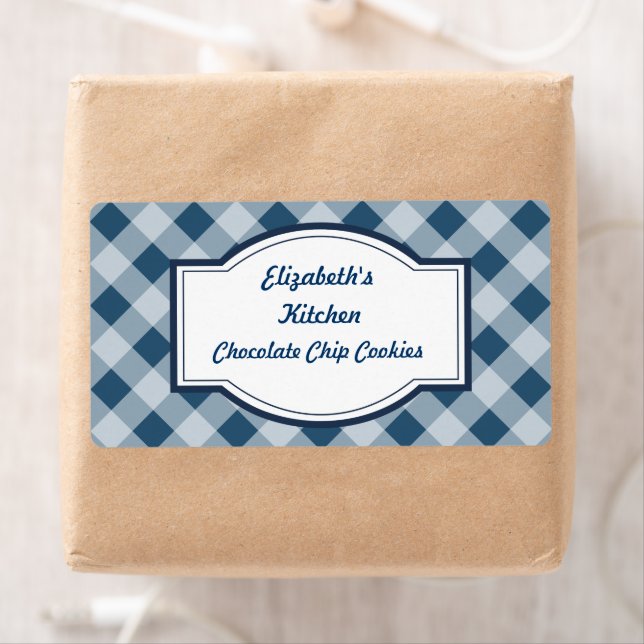 Navy Gingham Köks Etiketter Fraktsedel (Insitu)