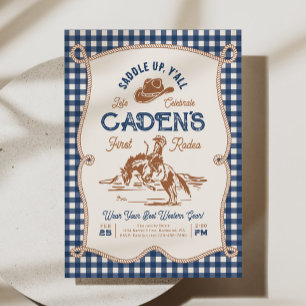 Navy Gingham Rep Festa Inbjudan