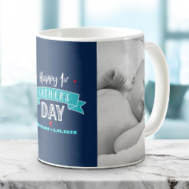 Navy Glad fadersdag 1:a Foto Turkos Typ Kaffemugg