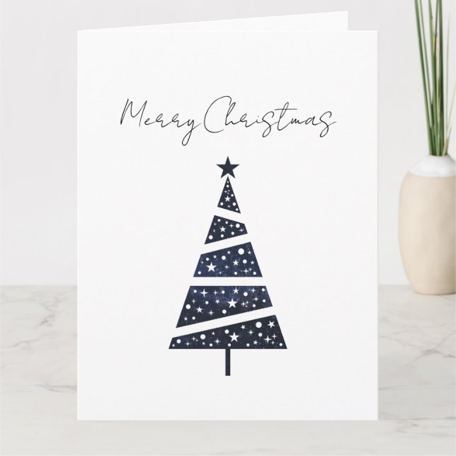 Navy Glad jul gran enkel logotyp  Kort (Framsida)