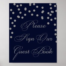 Navy Glitter Please sign our guest book Sign Poster