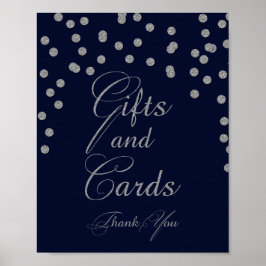 Navy Glitter presenter och kort skylt