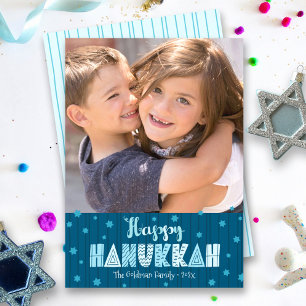 Navy God Jul Hanukkah Foto Rolig Typografi Modern Julkort