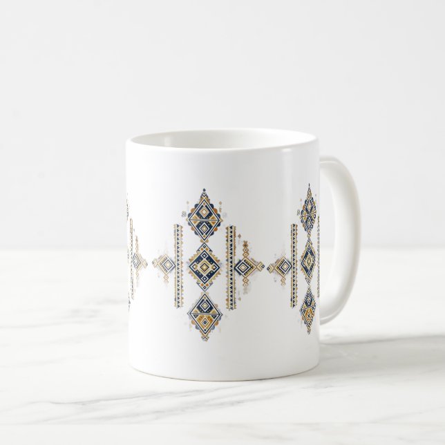 Navy & Gold Abstract Symmetry Design COFFEE MUG Kaffemugg (Framsida höger)