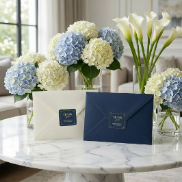 Navy Gold Art Deco 80-årsdag Tack Fyrkantigt Klistermärke