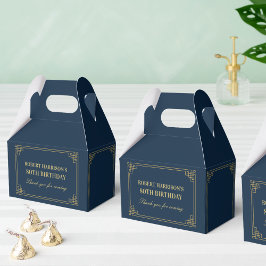 Navy Gold Art Deco 80th Birthday Favor Box Presentaskar