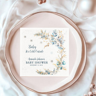 Navy Gold Baby It's Cold Outside Baby Shower Pappersservett
