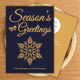 Navy & Gold Business Holiday Card Julkort