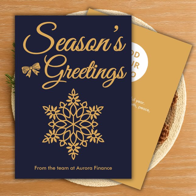 Navy & Gold Business Holiday Card Julkort (Skapare uppladdad)