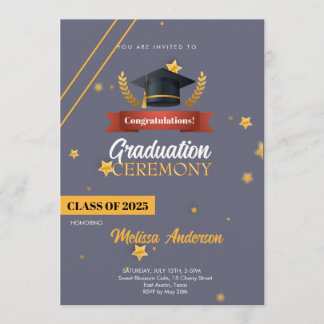Navy Gold Class of 2025 Ceremoni Inbjudan