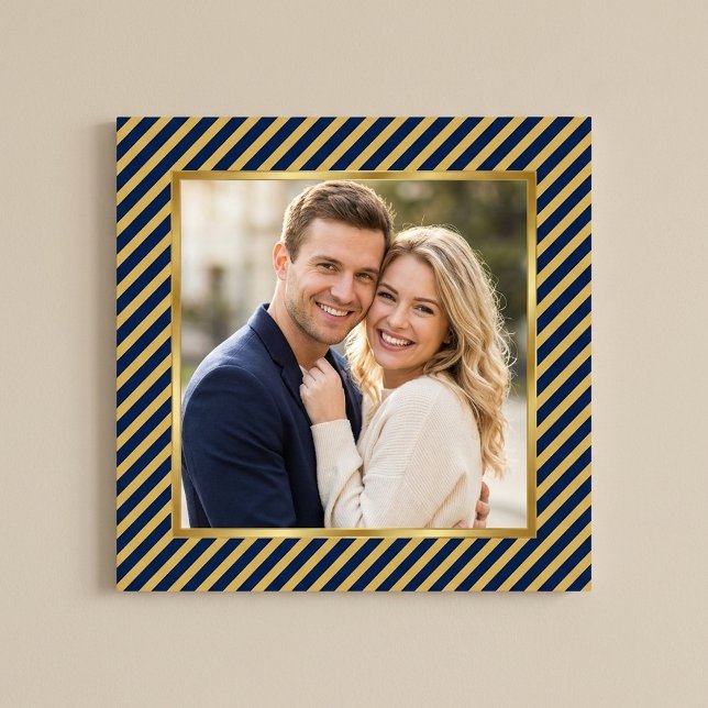Navy & Gold Diagonal Stripe Frame Photo Poster (Skapare uppladdad)