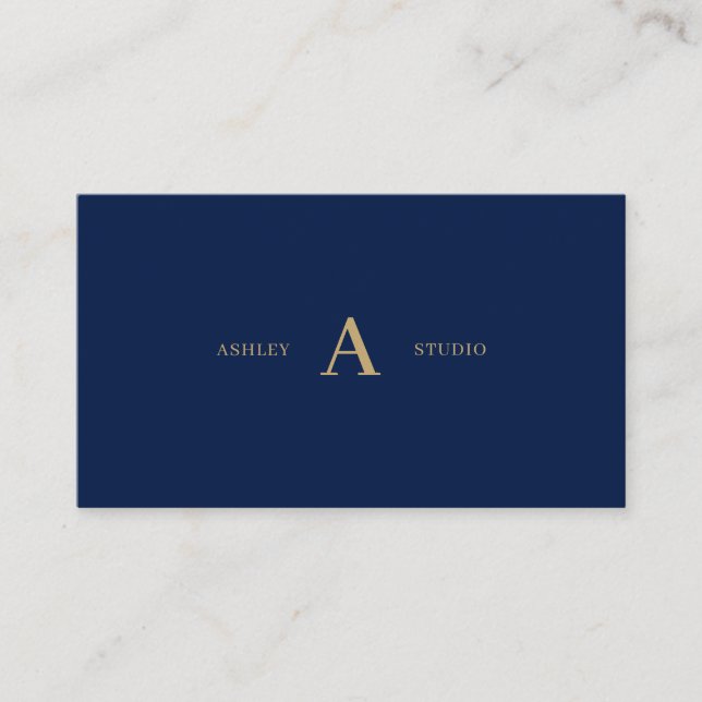 Navy & Gold Enkel Minimalistisk Professionell Före Visitkort (Framsida)