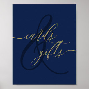 Navy Gold Enkla Skriptade Kort Gåvor Poster