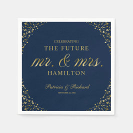 Navy Gold Framtida Herr Och Fru Förlovningsfest Pappersservett
