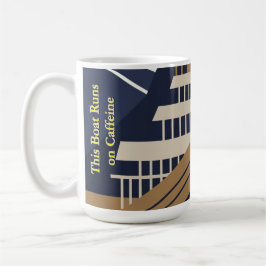 Navy Gold Geometric Maritime Ocean Liner Art Deco Kaffemugg