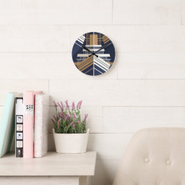 Navy Gold Geometric Maritime Ocean Liner Art Deco Rund Klocka