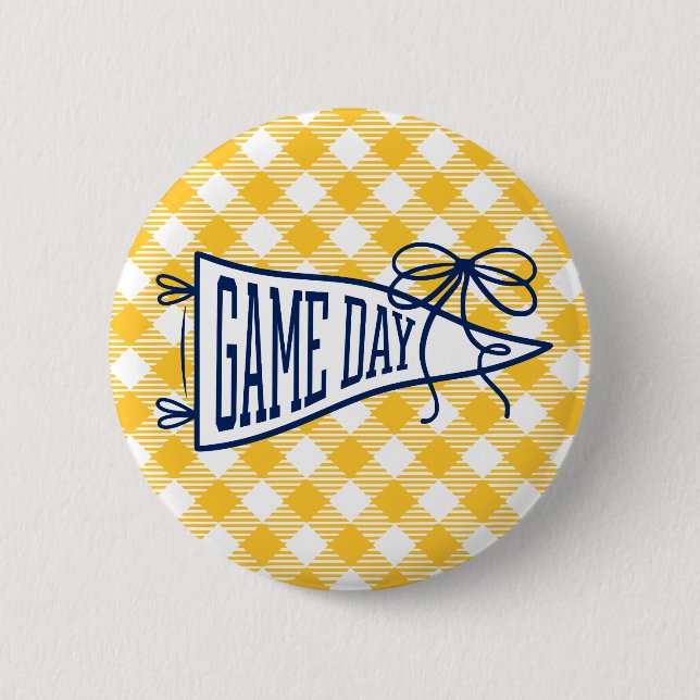 Navy & Gold Gingham Matchdags Pennant  Knapp (Framsida)