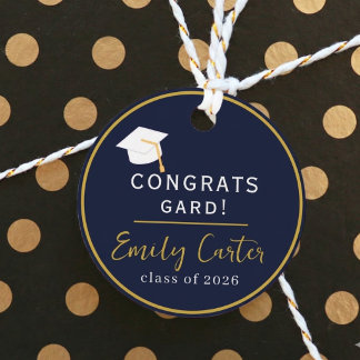 Navy Gold Graduation Favor Tag Personalized 2026 Gåvor Etiketter
