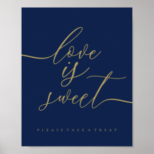 Navy Gold Kärlek är Söt Poster