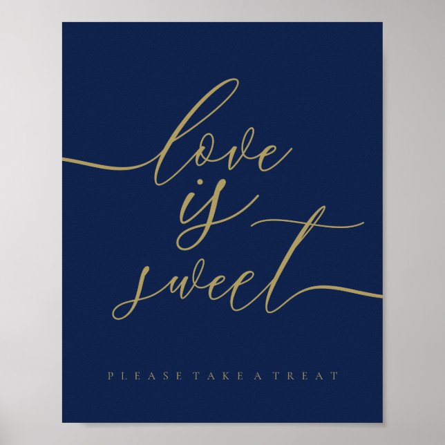 Navy Gold Kärlek är Söt Poster (Framsidan)
