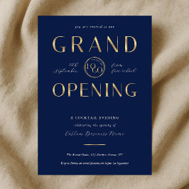 Navy & Gold Logo Business Grand Opening Corporate Inbjudningar