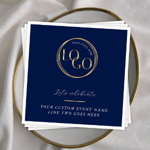 Navy & Gold Logotyp Företags Event Branded Pappersservett