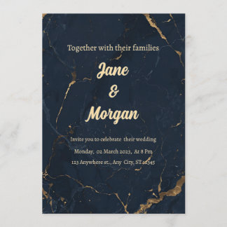 Navy Gold Marble Invite Inbjudningar