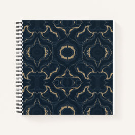 Navy Gold Marmor Abstrakt Lyx Anteckningsbok