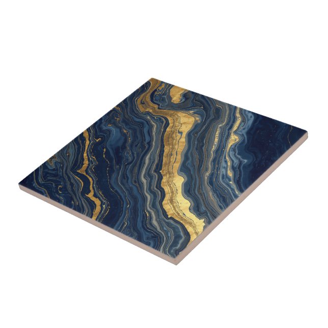 Navy & Gold Natural Marble – Luxury Ceramic Tile Kakelplatta (Sidan)