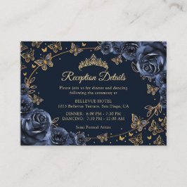Navy Gold Quinceañera Mottagningsdetaljer Tilläggskort
