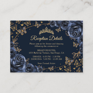Navy Gold Quinceañera Mottagningsdetaljer Tilläggskort