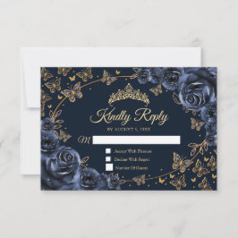 Navy Gold Quinceanera Reply OSA Kort