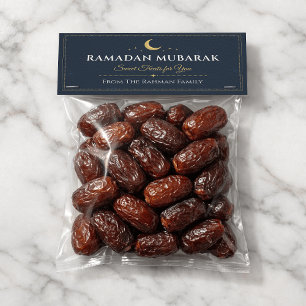 Navy & Gold Ramadan Mubarak presentpåsestoppare Placeringskort