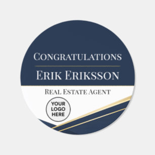 Navy Gold Realtor Avslutande Etikett Elegant