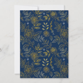 Navy & Gold Rose  – Sömlöst Botaniskt Mönster Inbjudningar