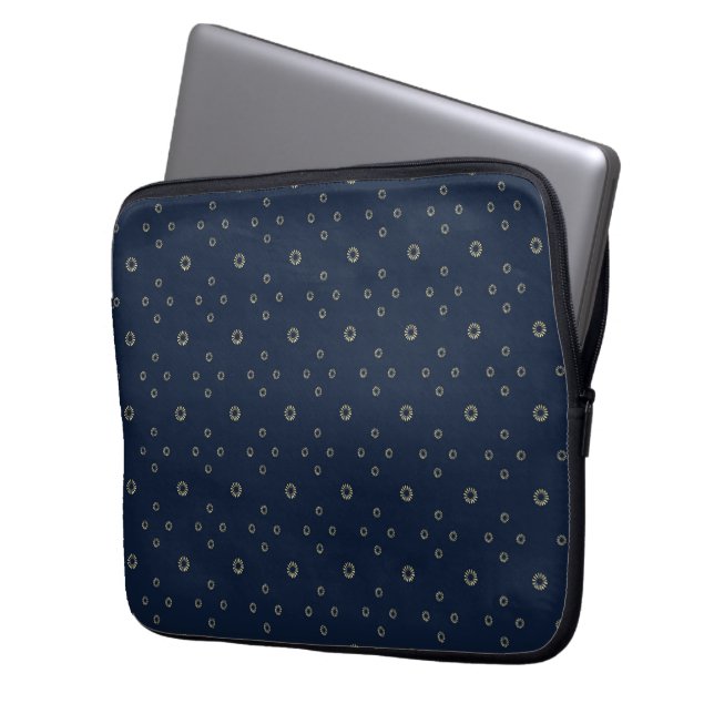 Navy | Golden Zinnia Sun Laptop Fodral (Framsidan Vänster)