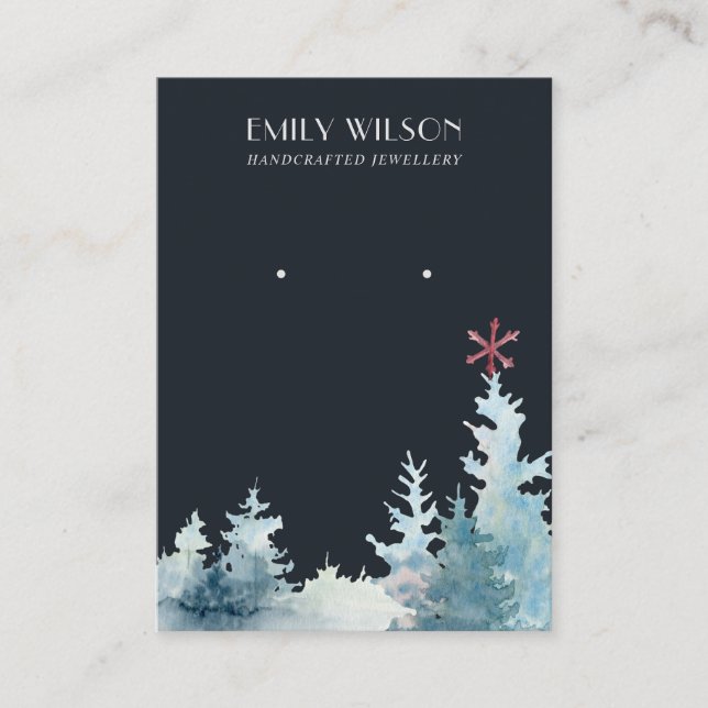 NAVY GRÄS TRÄD WINTER SKOGAR STUD EARRING VISNING VISITKORT (Framsida)