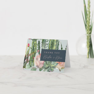 NAVY GRÅTT BLOMMIGT CACTI FAUNA TACKKORT CARD