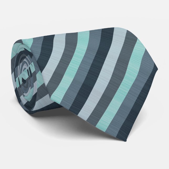 Navy Grått Teal Stripe Neck Tie Slips (Rullad)