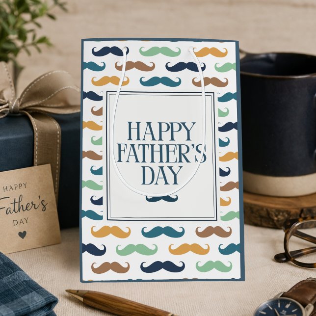 Navy Green Gold Colorful Mustache Father's Day (Skapare uppladdad)