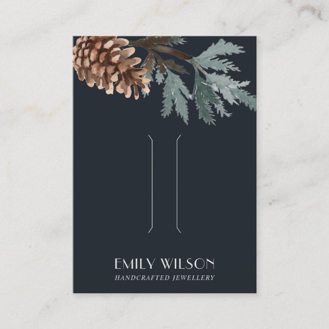 NAVY GRÖNT GRÄS CONE TRÄD GREN HAIR CLIP VISNING VISITKORT (Framsida)