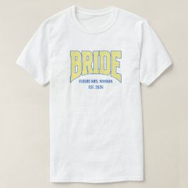 Navy + Gul Fals Glitter BRUD Förlovnings Bröllop T Shirt