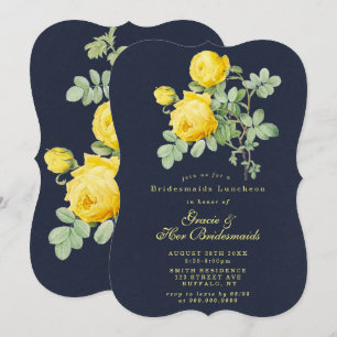 Navy Gul ros Bridesmaids Luncheon Inbjudan