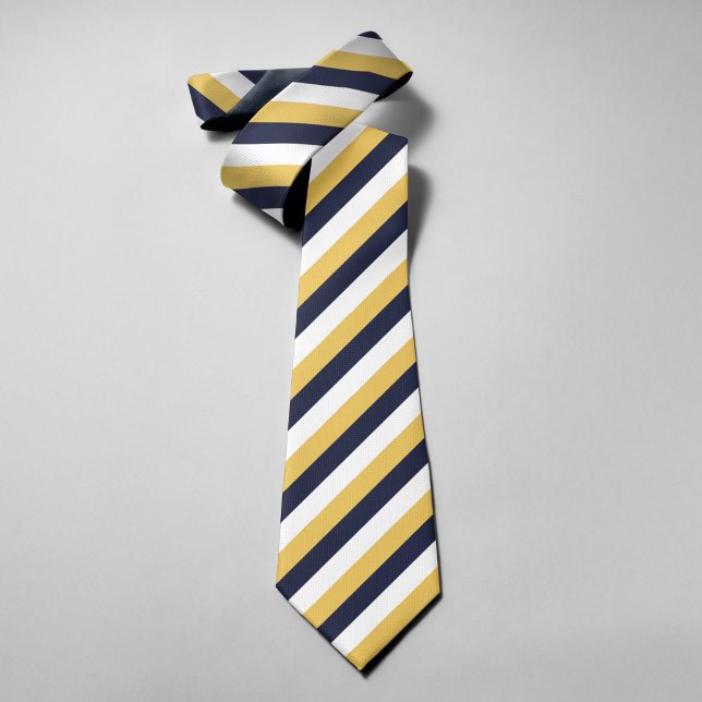 Navy Gul Vit Randig Klassisk Elegant Bröllop Slips (Skapare uppladdad)