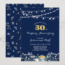 Navy & Guld 50-årsjubileumsinbjudan