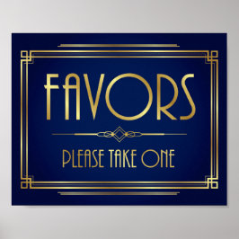 Navy Guld Art Deco FAVORS (Navy Art Deco FAVORS) S Poster