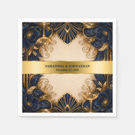 Navy guld art deco gatsby bröllopsmiddag pappersservett